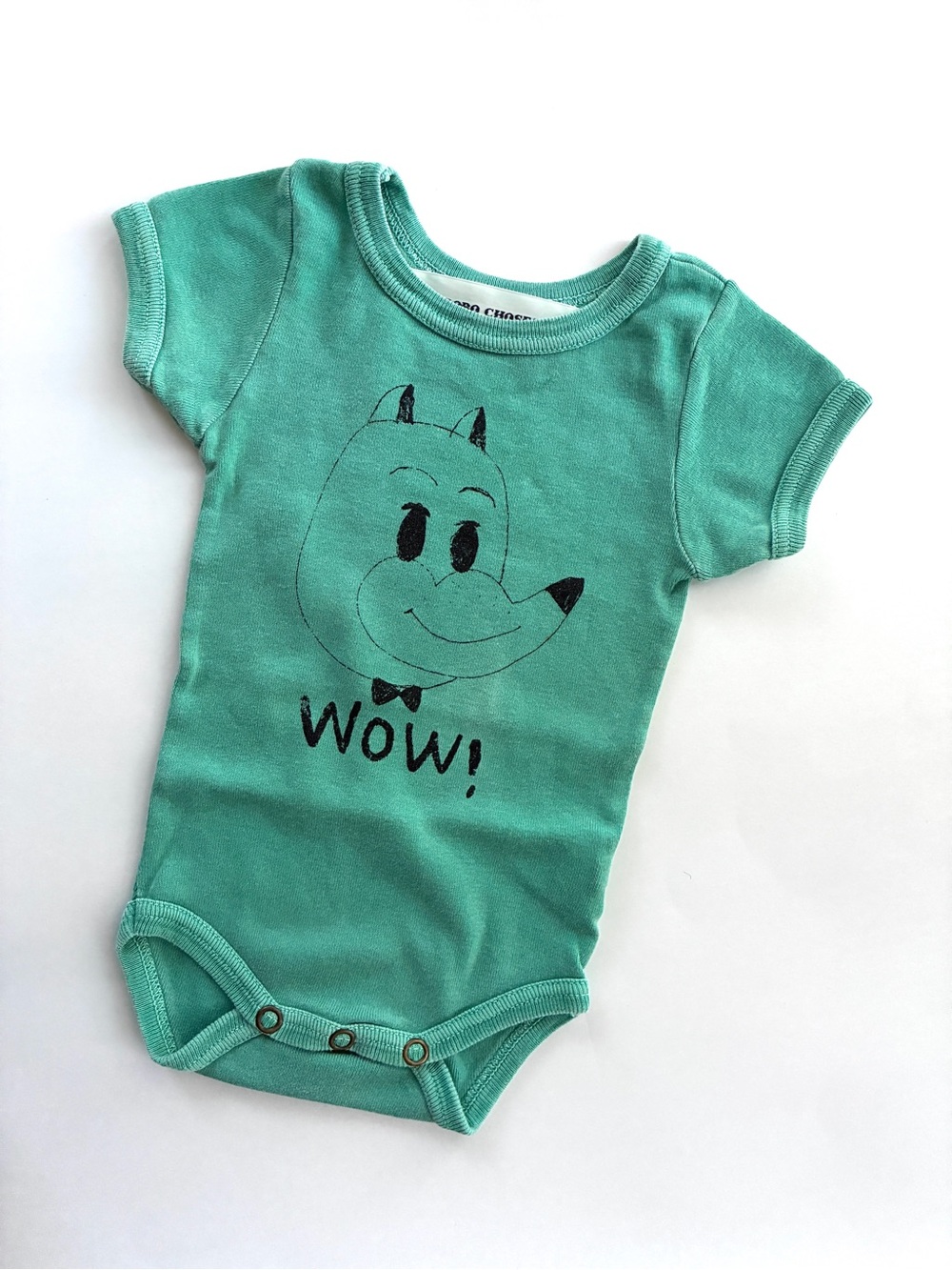 EUC Bobo Choses wolf graphic “WOW!' Bodysuit 3/6m